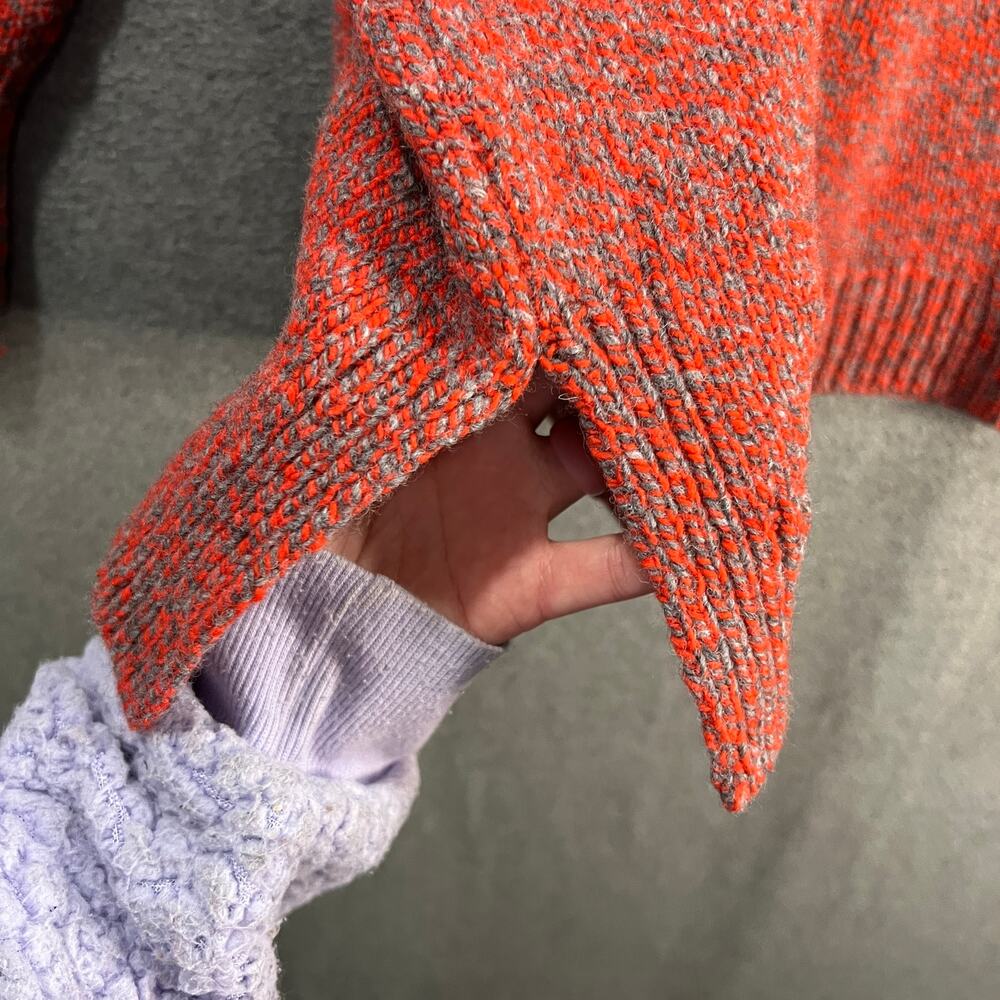 Fisherman Out of Ireland Merino Wool & Cashmere Blend Cardigan Coral/Grey, XL - Picture 12 of 12